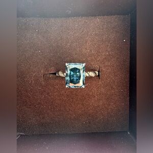 2 CT Emerald  Royal Blue Moissanite Silver S925 Ring